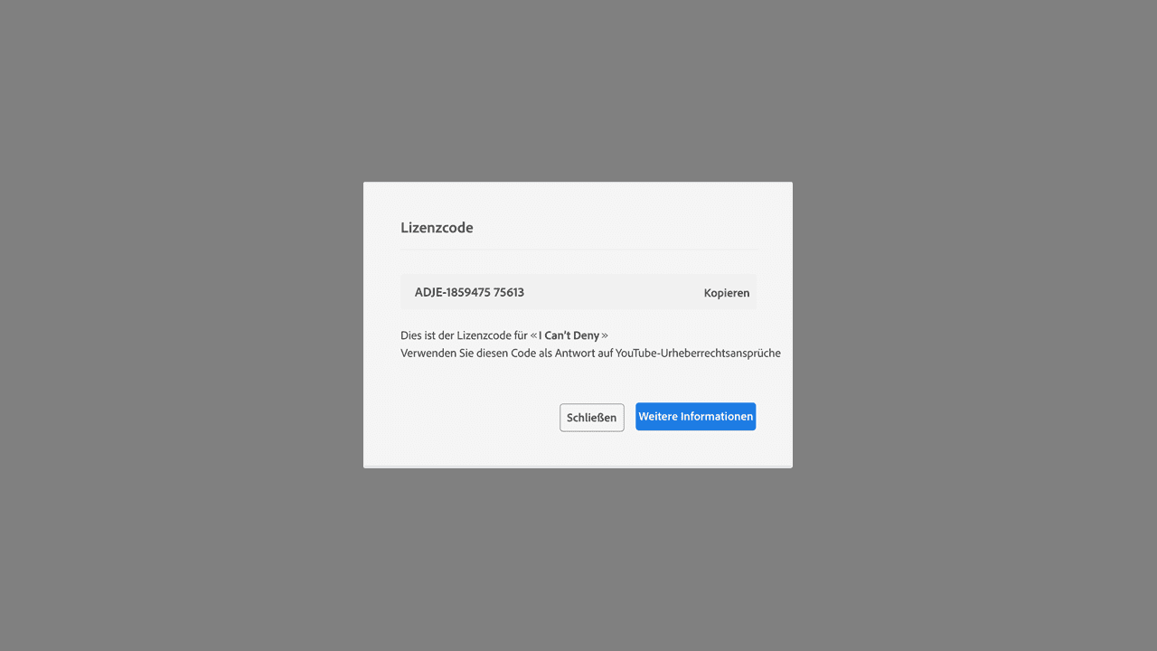 Bild des Audio-Lizenz-Code-Verfahrens auf Adobe Stock