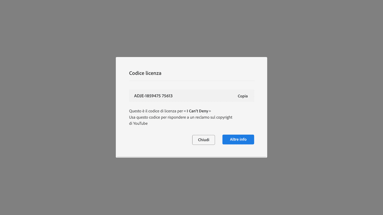 Immagine del modello del codice di licenza audio in Adobe Stock